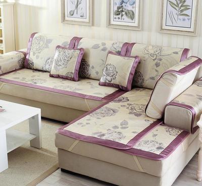 夏季现代布艺皮沙发冰丝席藤席凉感防滑沙发坐垫