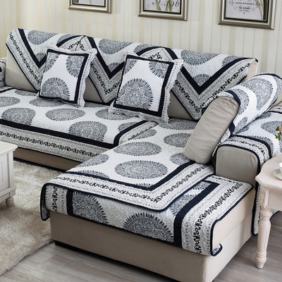 全棉沙发垫车垫子布艺坐垫四季通用田园绿色沙发靠背巾套纯棉双面 - 360购物